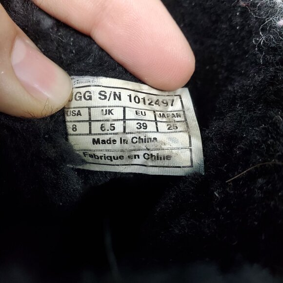 Ugg Shoes Womens Size 8 Black Suede Kristin Short Wedge Shearling Lined Boots - Picture 7 of 9